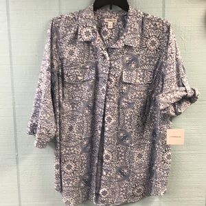 Croft & Barrow Women Plus 2X Button Down Shirt NWT